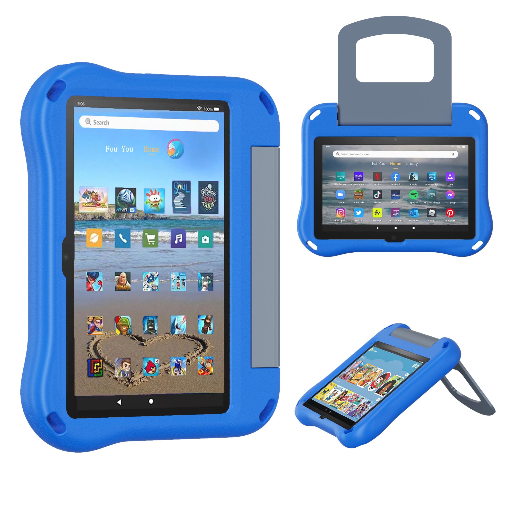 Photo 1 of Fire HD 8 Tablet Case for Kids(2024/2022/2020 Release,12th/10th Generation),Incompatible with iPad Samsung,Light Weight Shock Proof Friendly,Foldable Stand at Any Angle,Portable Handle Kid-Proof Case
