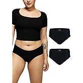 STRAWBERRY WEEKS LEAKPROOF2.0 Seamless Mid Waist Brief Period Underwear for Women and Teens | Period Panties Holds 6 Tampons | Leak Proof Incontinence Underwear (2XL/3XL, 2-Black)