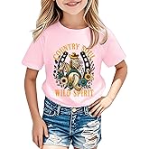Girls Western Cowgirl Shirts - Kids Retro Short Sleeve Horses Tee Funny Rodeo Graphic Country Soul Wild Spirit Top