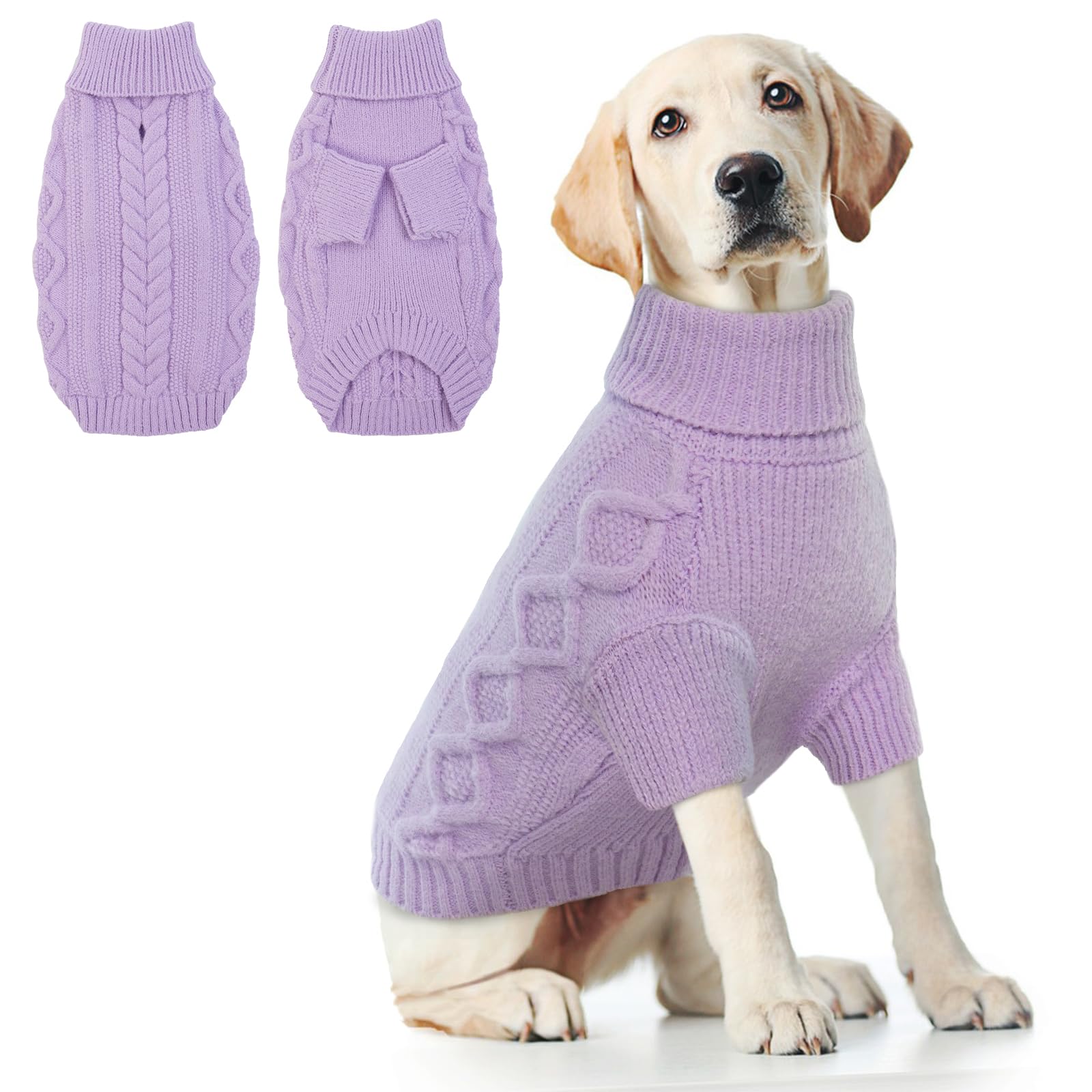 Hjumarayan Dog Jumper Large, Knitted Jumpers for Large Dogs, Warm Pet Clothes Outfit for Winter Outdoor, Soft Sweater Thick Coat for Pit Bull, Lean Lab, Border Collie, Purple XXL — image 1