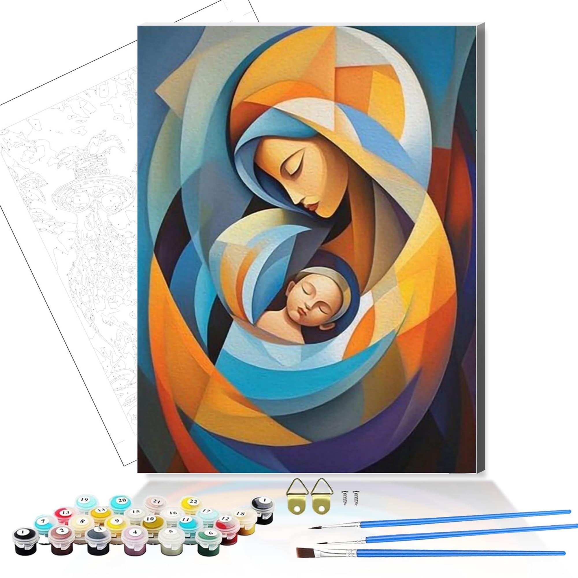 HEFEIS DIY Paint by Numbers for Adults,Wooden Framed Painting by Number Kits on Canvas,Acrylic Easy Color by Numbers for Beginner,Small Gifts Decor for Home Wall Room (Mother)