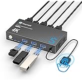 HDMI KVM Switch 1 Monitors 2 Computers,4K@60Hz,3×USB 3.0,KVM Switches for 2 Computers Sharing Monitor Keyboard Mouse Hard Dri