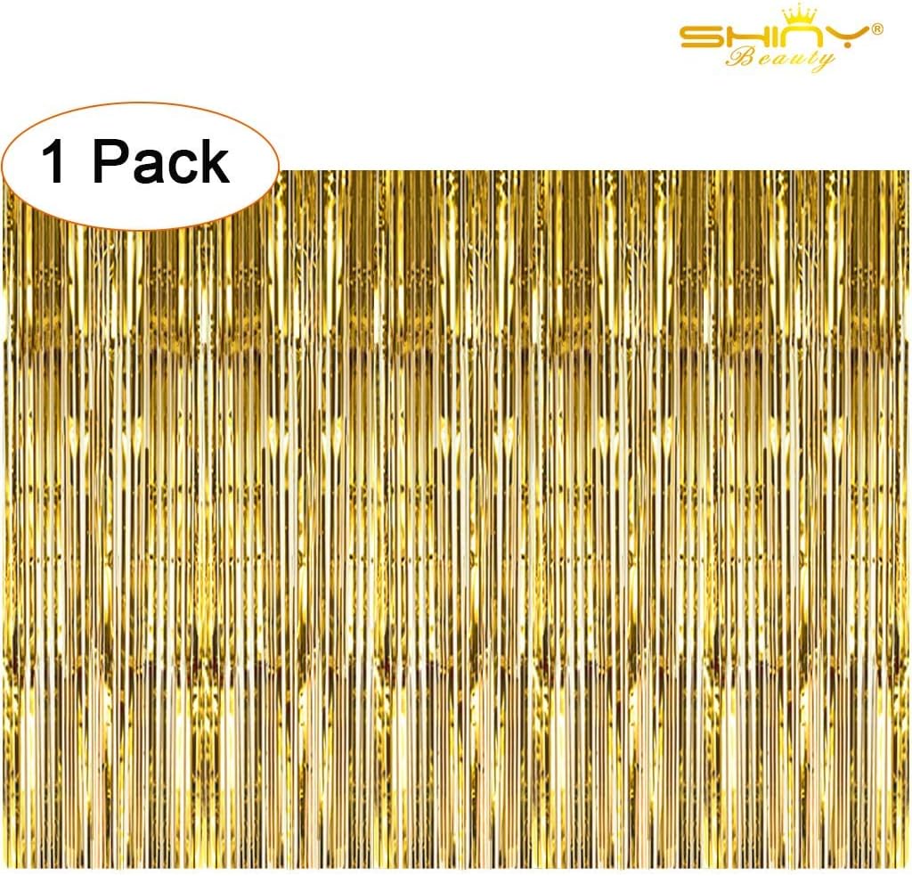 ShiDianYi 3FTx8FTGoldFoil Fringe Curtain,Party Fringe Backdrop,Sequin Wedding