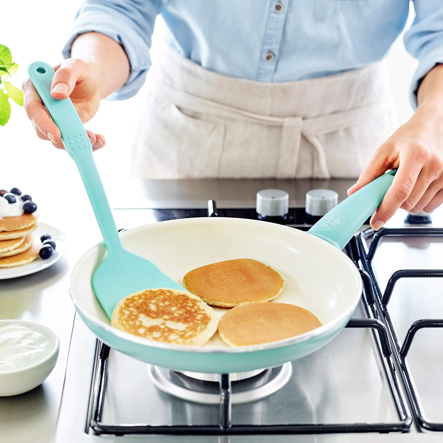 GreenLife Nylon Cooking Set, 7-Piece Utensil, Turquoise/Mint Green: Kitchen & Dining
