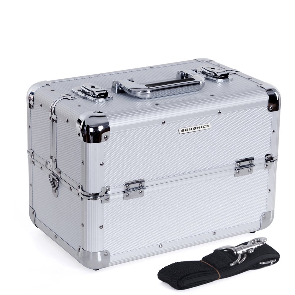 Songmics® beauty case Maletín para maquillajes estuche para cosméticos extensible portable color