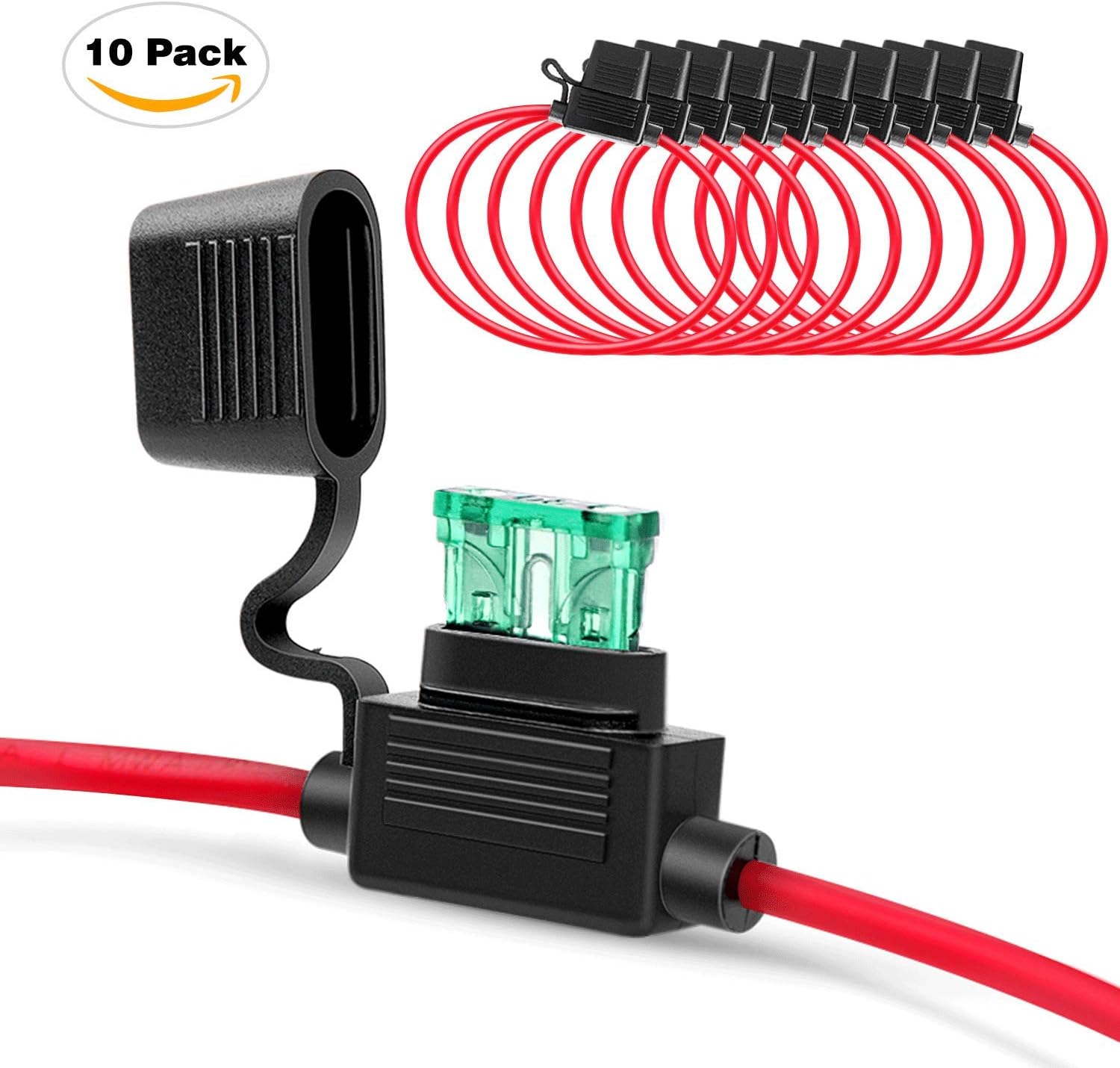 Nilight - 50029R 120 Pcs Standard Blade Fuse 5A/7.5A/10A/15A/20A/25A/30A AMP Assorted Set with 10 Pack 14AWG ATC/ATO Inline Fuse Holder, 2 Years Warranty: Automotive