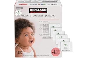 HAO Kirkland Signature Diapers Size 4 (22 lbs - 37 lbs) 180 Count W/ Exclusive Health and Outdoors Wipes