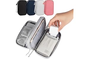 1Pcs Electronics Organizer Bag, 8×5×2 Inch Accessories Carry Case, Portable Waterproof Double Travel Cable Layers, White