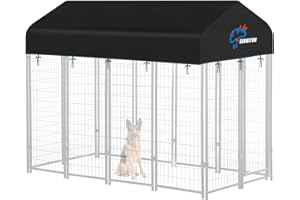 SIRUITON 8x4FT Outdoor Dog Kennel Replacement Cover, Heavy Duty 600D Oxford Fabric with Sun/Rain Dog Play Pen Top Covers Sun Shade Specialized.( Cover Only)