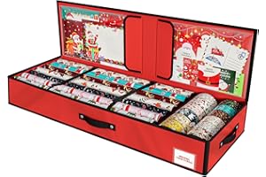 KYEVIS Wrapping Paper Storage Container, Gift Wrapping Storage Organizer Fit Up to 40''Long Warpping Paper Rolls, Christmas D