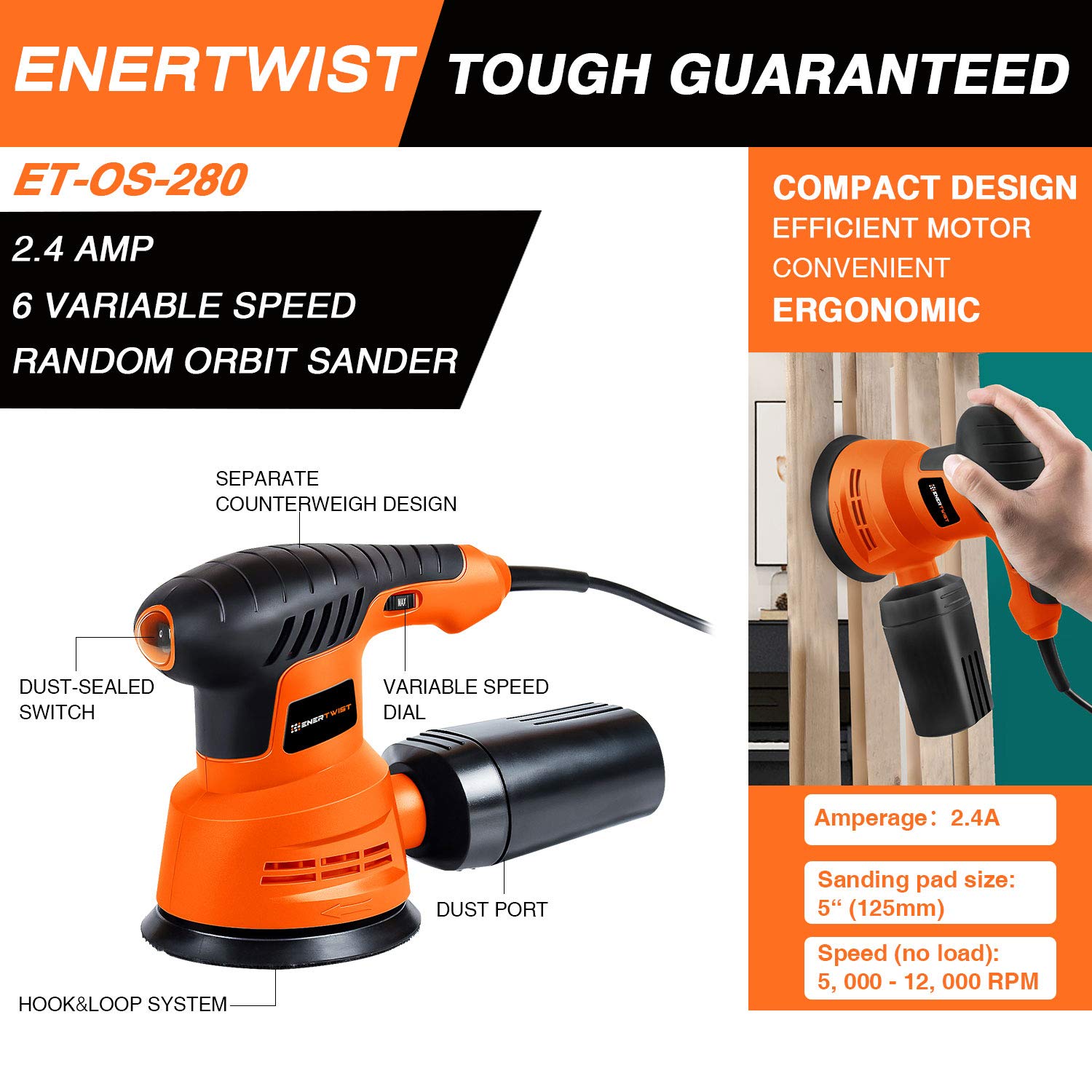 ENERTWIST ET-OS-250 Random Orbital Sanders product image 2