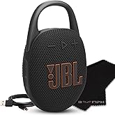 JBL Clip 5 Portable Bluetooth Speaker, IP67 Waterproof & Dustproof, Long-Lasting Battery - Black - Boomph's Comprehensive Ultimate Performance Cloth Solution for Your On-The-Go Sound Experience