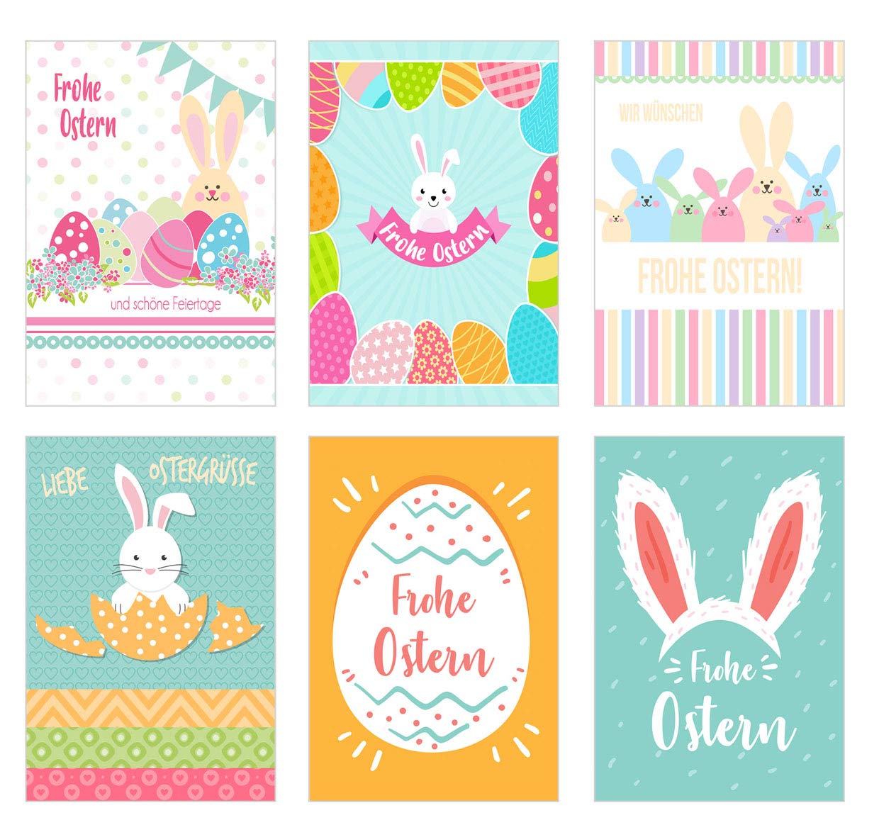 Set of 12 Premium Easter Cards with Envelopes (2 x 6 = 12 Folded Cards with Envelopes)