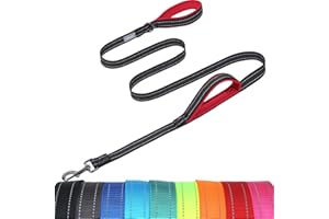 VIVAGLORY Twingrip Dog Leash, Double Handle Dog Leash for Training & Walking with Traffic Handle & 2 Loop, Traffic Control Re