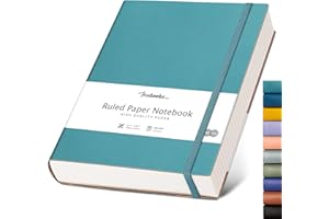 HIUKOOKA College Ruled Lined Journal Notebook-320 Pages A4 Softcover Large Journal, 8.3''×11.7''',100GSM Thick Paper,Leather Journal for Writing Office School Business,Inner Pocket-Lightblue