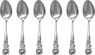 GRÄWE Espressolöffel 6 Stück, Espresso Löffel aus Edelstahl, spülmaschinengeeignet - Rosendekor