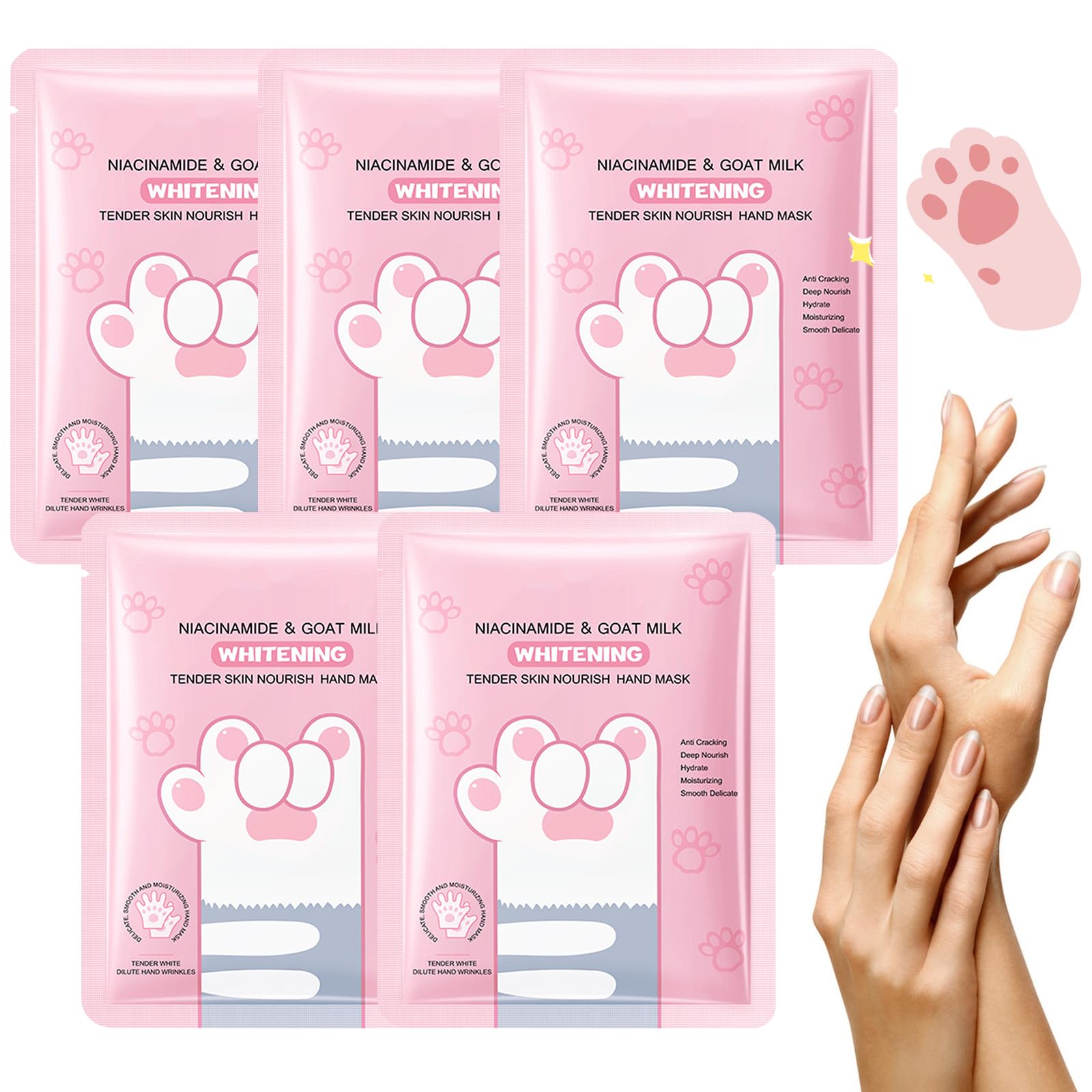 Hand Masks, 5 Pairs Of Moisturising Gloves, Hand Care For Dry Ageing Cracked Hands For Women And Men, Deep Exfoliating Hand Mask To Repair Cracked Hands