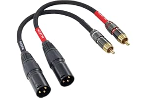Suanqi RCA to XLR Cable, XLR Male to RCA Male Audio Adapter Cable, 4N OFC 20AWG Shielded Twisted Pair Oxygen-Free Copper Braid Conductors, 2Pack (8 inches)