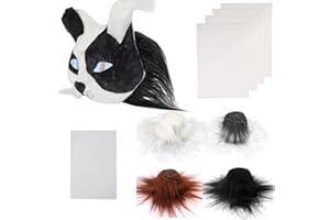 B BBPM Therian Mask Kit with Fur & Eye Mesh and Felt Sheet 13PCS Cat Masks DIY to Paint Furry Animal Mask Gear for Halloween
