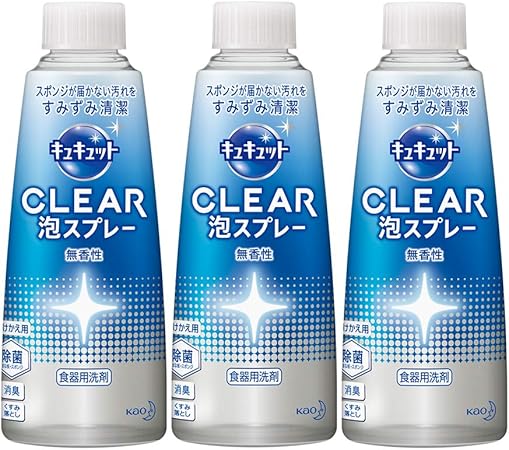 Amazon まとめ買い 花王 キュキュット Clear クリア 泡スプレー 食器用洗剤 無香性 つけかえ 300ml 3個セット キュキュット 食器用洗剤