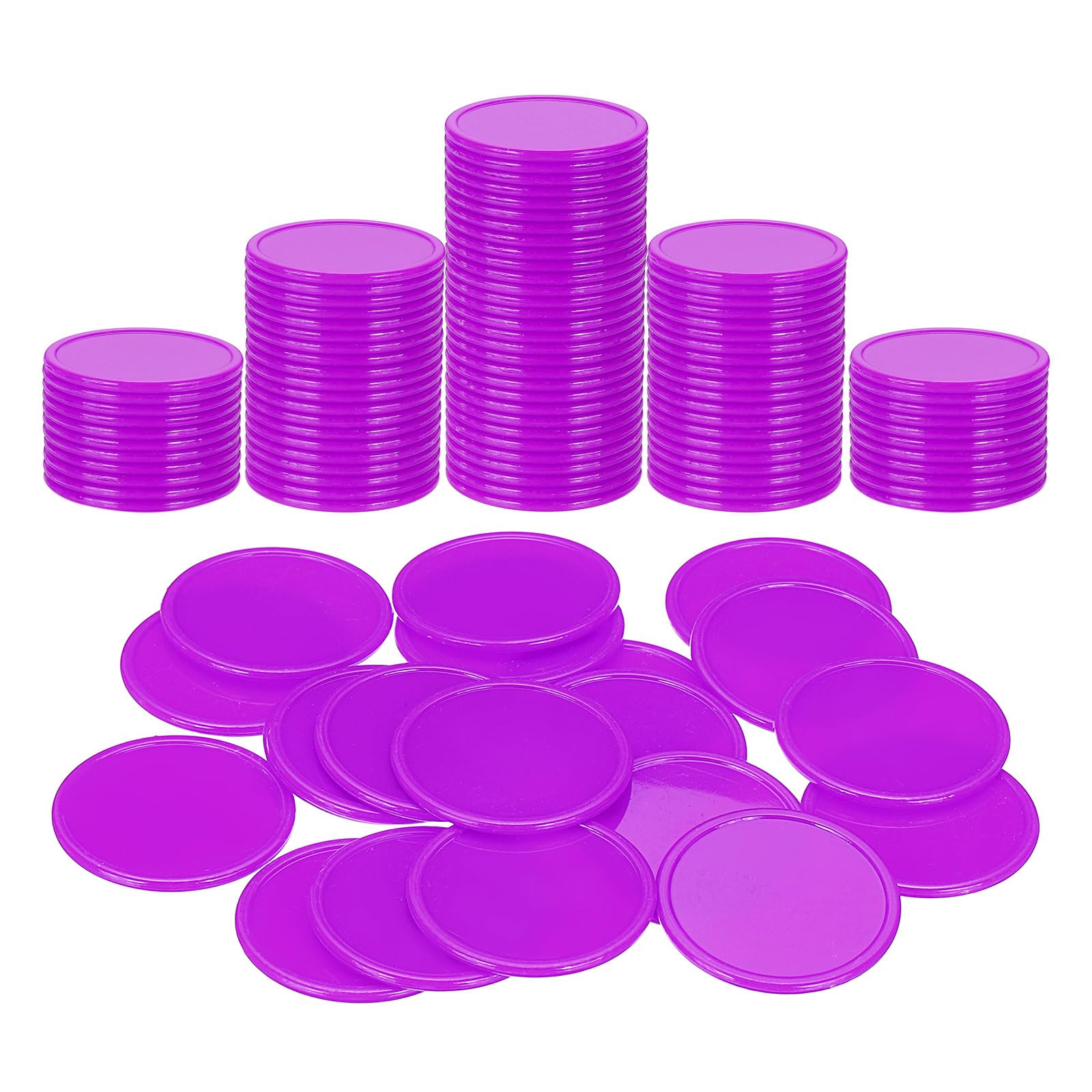 sourcing map 100Pcs Plastic Poker Chips, 1.5 Inch Learning Counters Counting Counters Disks Markers Opaque Game Tokens for Game Play Math Counting, Dark Purple