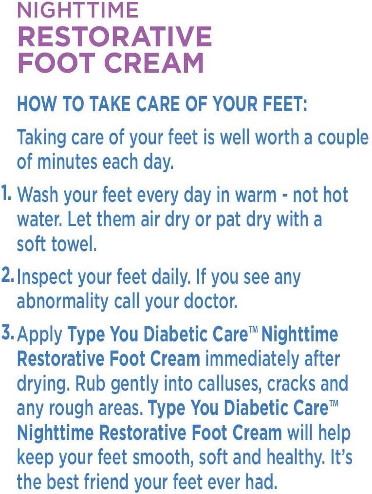 Type You Diabetic Care Foot Cream, Callus Remover & Foot Care for Dry & Cracked', Safe for Diabetics, 4 Oz: Health & Personal Care