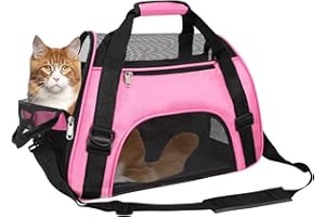 TIYOLAT Pet Carrier Bag, Airline Approved Duffle Bags, Pet Travel Portable Bag Home for Little Dogs, Cats and Puppies, Small Animals (Medium, Pink)
