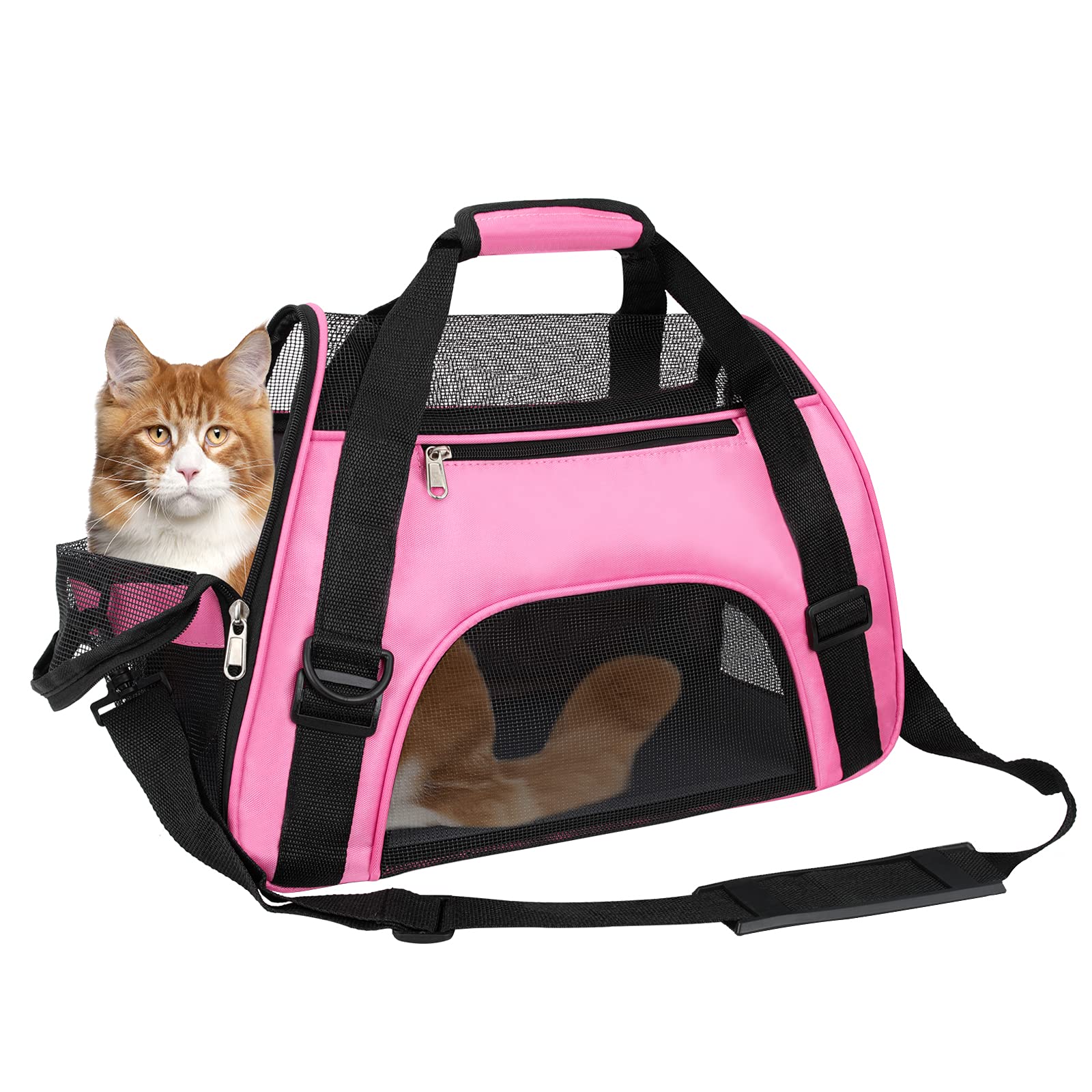 TIYOLAT Pet Carrier Bag, Airline Approved Duffle Bags, Pet Travel Portable Bag Home for Little Dogs, Cats and Puppies, Small Animals (M, Pink)
