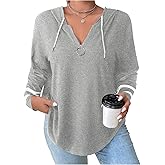 SOLY HUX Women's Plus Size Hooded T Shirts Long Sleeve Tops 1/4 Zip Pullover Casual Fall Clothes