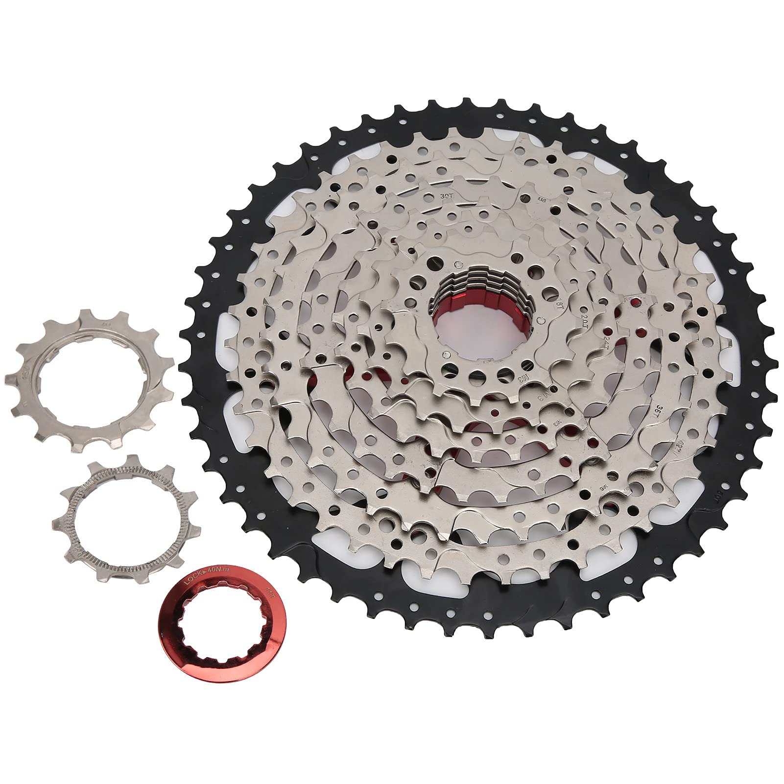 9 Speed Cassette, Durable Lightweight Smooth Shifting Bicycle Gear Set, 9-Speed Compatible for Road Cycling Mountain Biking Commuters Enthusiasts