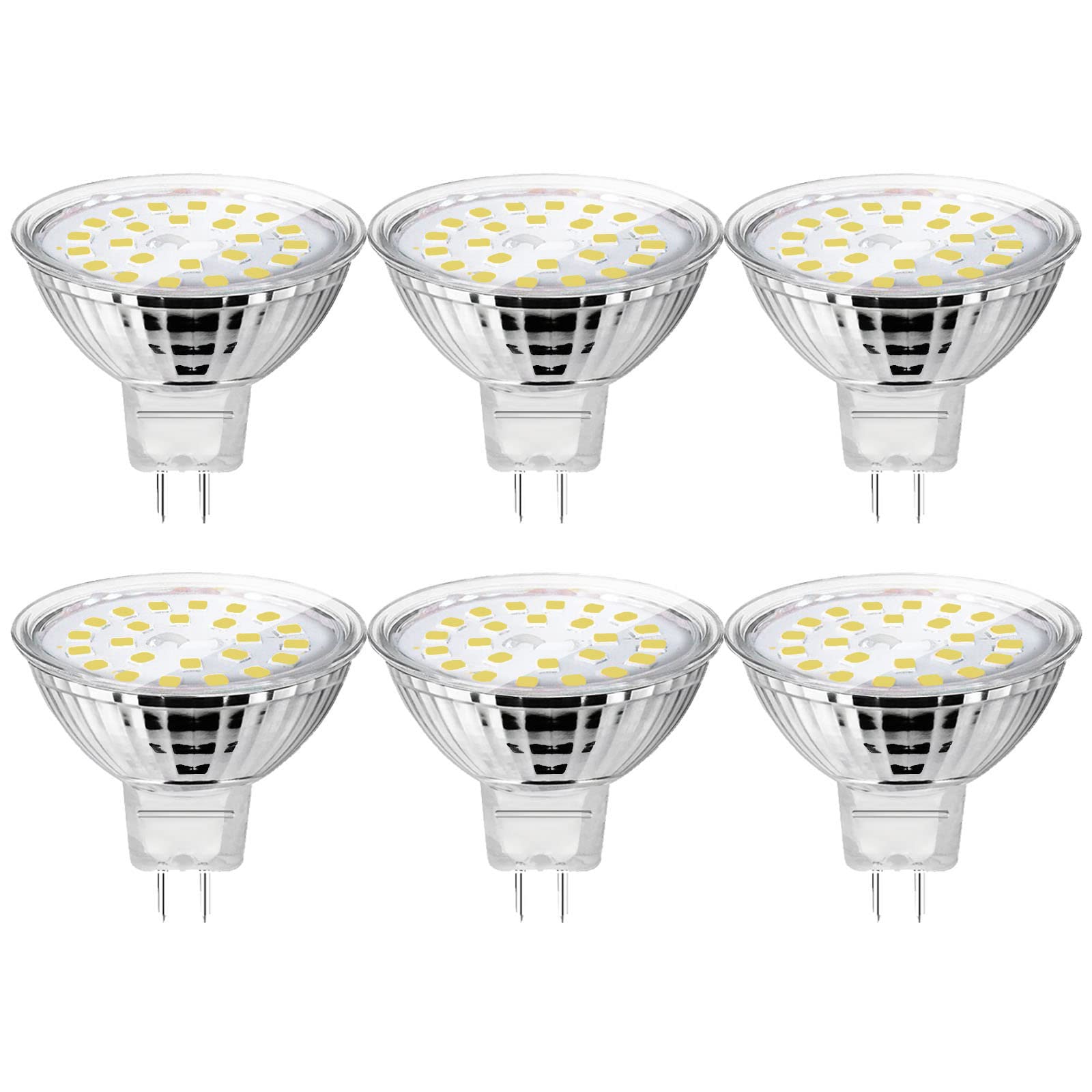 UYHGO MR16 LED Bulbs Cool White 6000K, GU5.3 LED Light Bulbs,5W Spotlight 50W Halogen Equivalent,AC/DC 12V,120° Beam Angle,Non-Dimmable,6Pack
