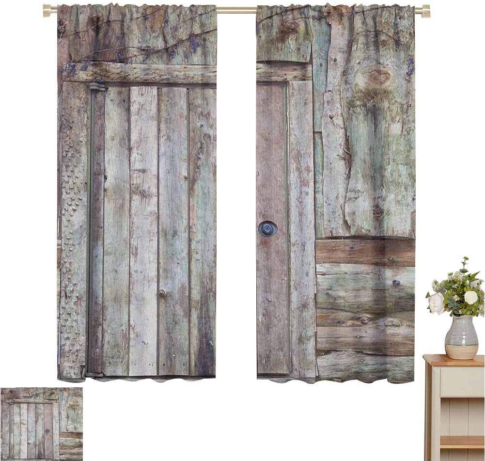 Cortina opaca con bolsillo de varilla Rústica, antigua puerta de