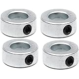 (4-Pack) 5/8” Bore Solid Steel Shaft Collars with Zinc Plated Coating - Durable Shaft Collars Suitable for Machinery and Indu