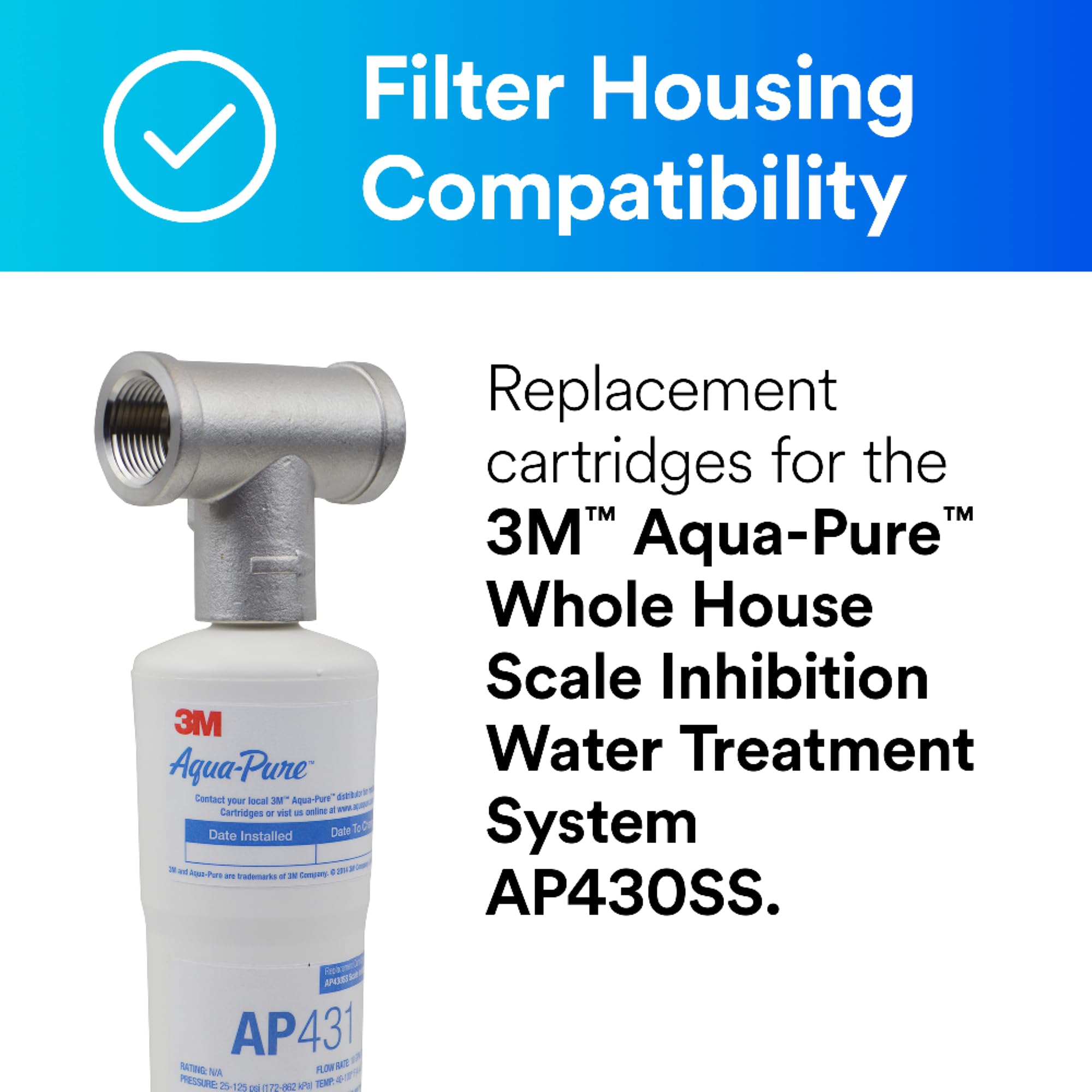 3M Aqua-Pure AP431 Whole House Scale Inhibition Inline Replacement Water Cartridge For System AP430SS, Genuine 3M Replacement Cartridge