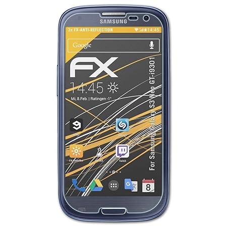 atFolix Panzerfolie kompatibel mit Samsung Galaxy S3 Neo GT-i9301 Schutzfolie, entspiegelnde und stoßdämpfende FX Folie (3X)