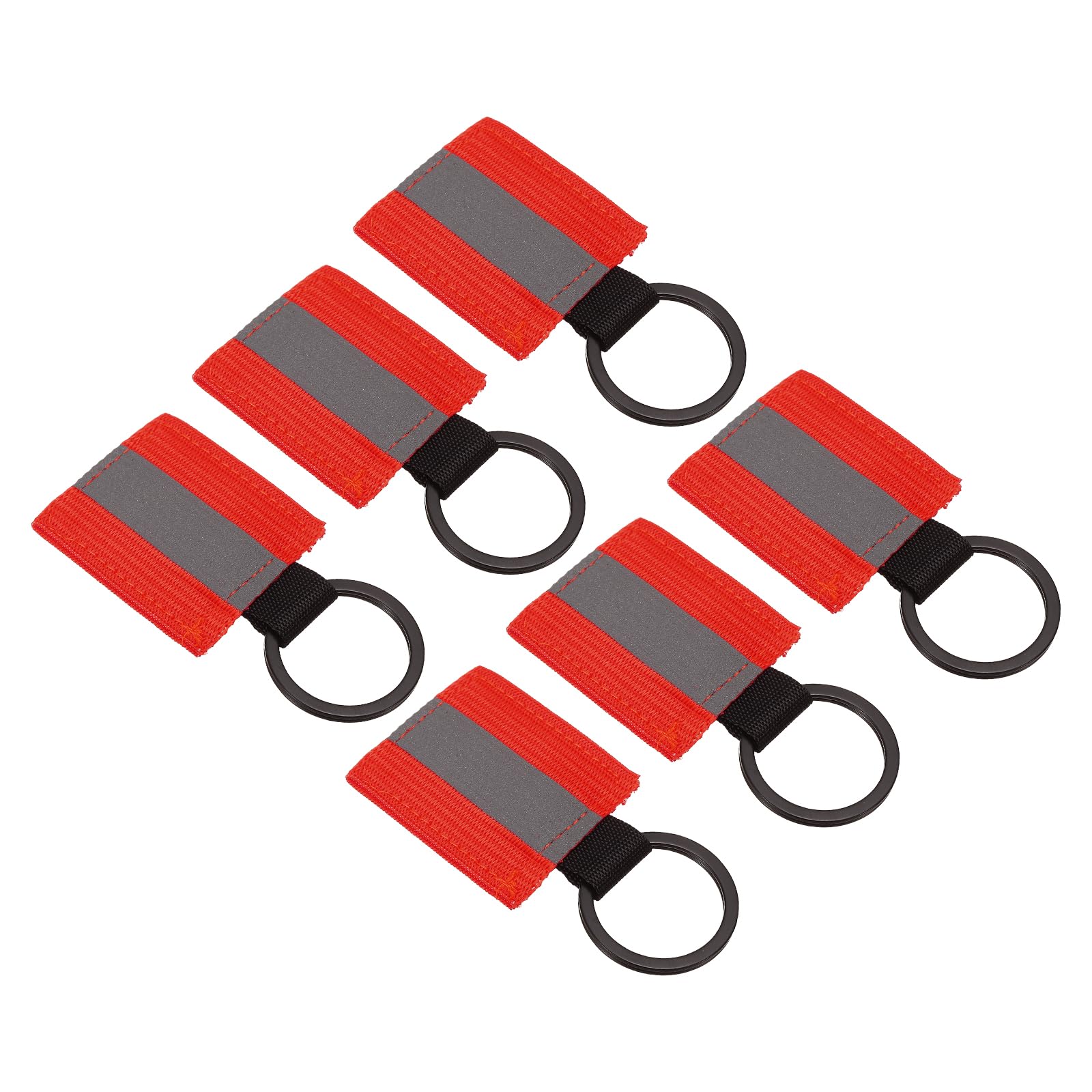 PATIKIL Reflective Keychain Tags, 6 Pack Reflective Zipper Pulls Nylon Keychain High Visibility Reflectors Tags for Backpack Pendant Dog Collar, Red