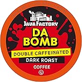 Java Factory Coffee Pods High Caffeine Coffee Compatible with K Cup Brewers Including 2.0, Da Bomb Extra Bold Double Caffeinated, 80 Count