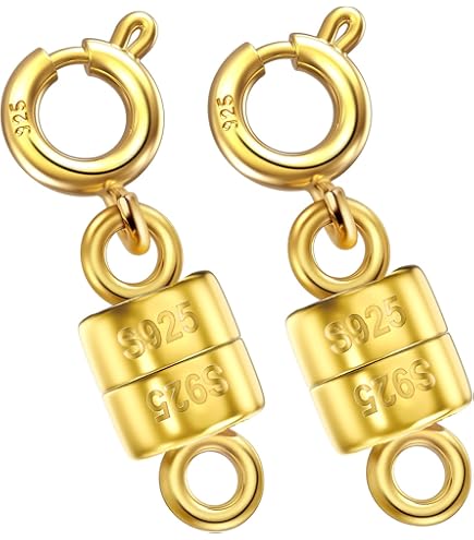 OHINGLT Fermoirs Et Fermoirs Magnétiques En Argent Sterling 925 Plaqué Or 14 Carats Pour La Fabrication De Bijoux, Extension De Chaîne Pour Bracelet