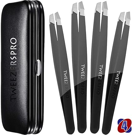 Amazon Com Cbiumpro Tweezers For Eyebrows 4 Pack Precision Slant