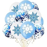 36Pcs Snowflake Latex Balloons, Winter Wonderland Balloons, Winter Snowflake Theme Party Decorations