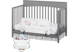 SALCOD Universal Convertible Crib Bed Rail for Toddlers, Swing Down Crib Rail Guard, with Reinforced Wing Nut Safety System, Compatible with All Major Brand of Crib, White