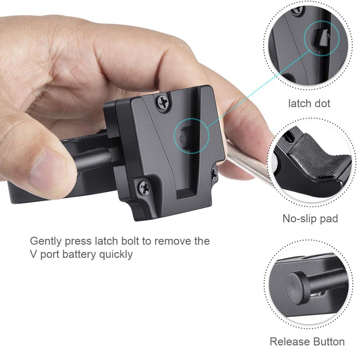 FOMITO V Mount Battery Clamp Quick Release Plate, Black - Image 4