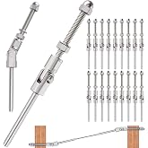 BLIKA 20 Pack 1/8" 180&deg; Adjustable Angle Swage Threaded Stud Tension End | T316 Stainless Steel Cable Railing Kit for Wood or Metal Post, Angle Cable Railing Hardware,Cable Angle Tension Kit