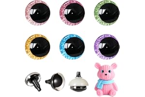 MUCUNNIA 48pcs 30mm 3D Glitter Safety Eyes for Crocheting with Washers Moon Crochet Amigurumi Eyes for Crochet Animals Craft Eyes Doll Eyes Stuffed Crochet Eyes for Crafts Gift for Crochet Lovers