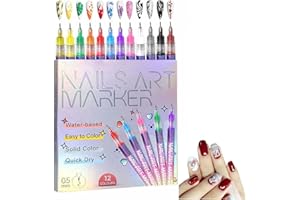 GENERIC 12 Colors Nail Art Marker Pens Set, Nail Art Pens Set, Nail Markers for Nail Art,Nail Painting, And Artistic Decorations, Quickly Dry Nail Art Nail DIY Decoration for Everyone