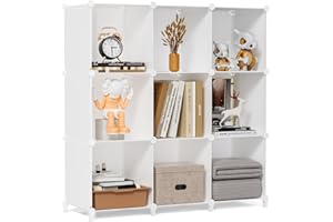 FUNLAX Storage Organizer, 9 Cube, Cube Storage Shelves, 26x15x25 inches, White