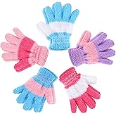 SATINIOR 5 Pairs Kids Gloves Full Fingers Knitted Warm Gloves Winter Mittens for Little Boys and Girls Daily Supplies
