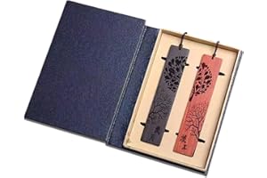JOLUMROS 2 Pieces Wood Bookmark for Men Women - Handmade Natural Wooden Carving Book Mark Vintage Style Best Unique Gifts Set for Book Lovers,Women,Men,Teacher,Birthday Present (Plant Style)