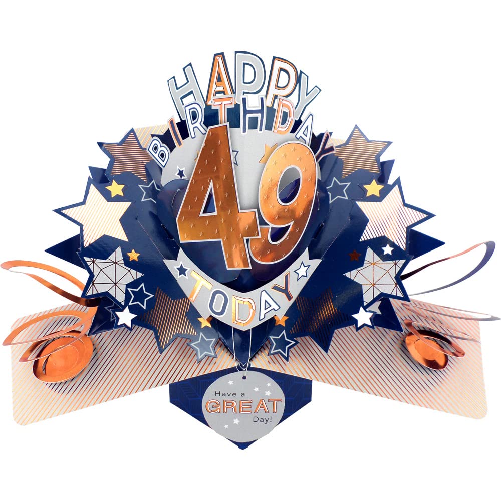 Happy 49th Birthday 49 Today Pop-Up Greeting Card Love Kate's Pop Up Cards Him POP204MC49