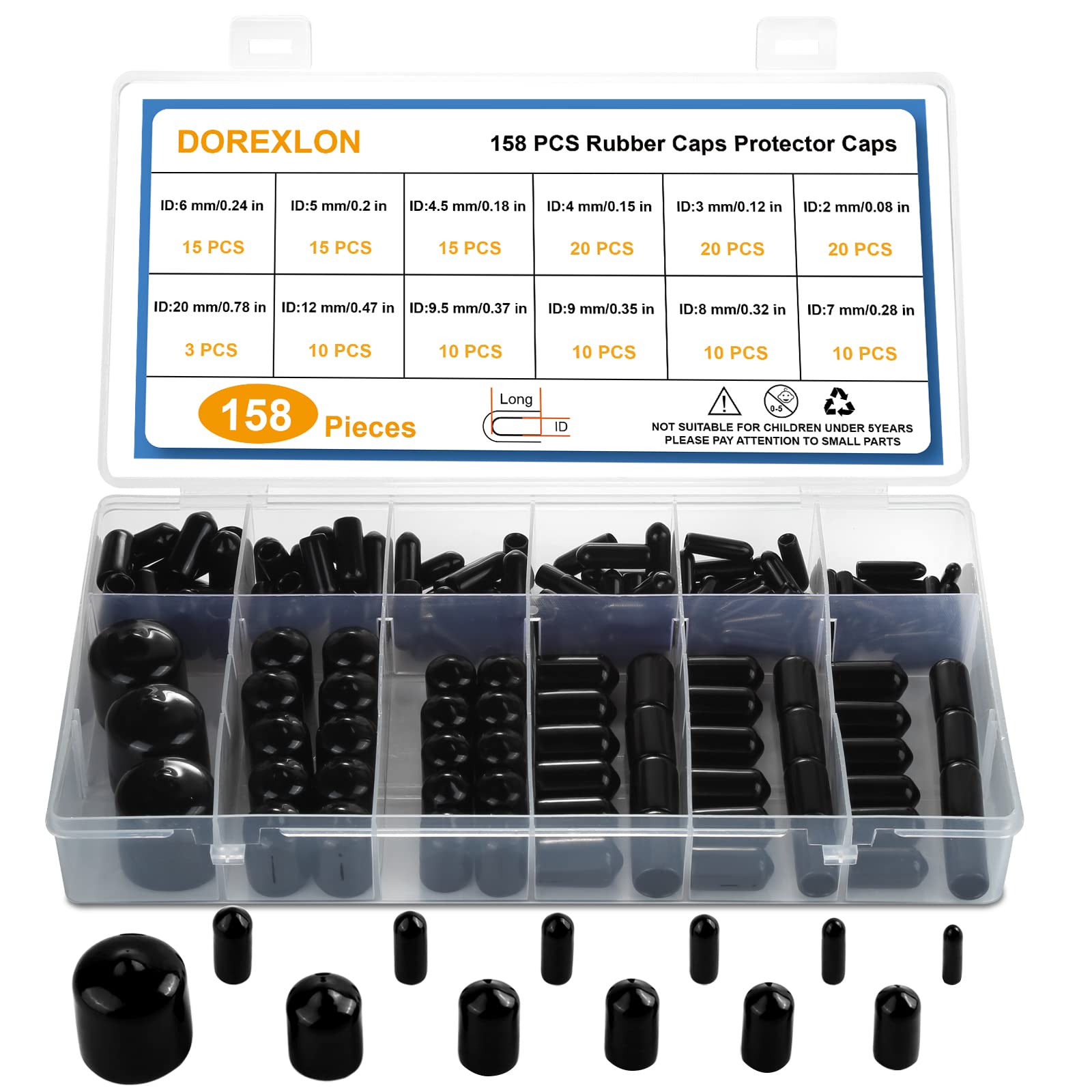Photo 1 of 158 PCS Round Rubber End Caps, Vinyl Tube Bolt Cap, Screw Bolt Screw Rubber Thread Protector Caps Cover